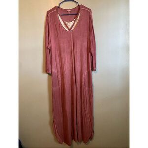 Cato Pink Cold Shoulder Long Sleeve Pocket Maxi Dress Size 18/20 W